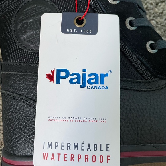 NWT Pajar Canada Black Waterproof Winter Lace-Up Boots Red Accents Men’s New - Picture 9 of 11